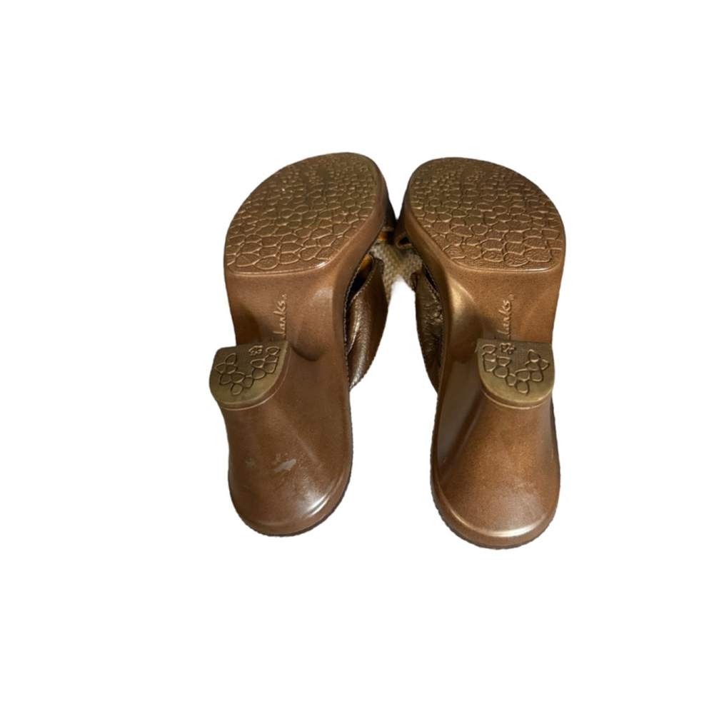 Clarks Brown Leather Heel Sandals Size 8.5M - Picture 10 of 11
